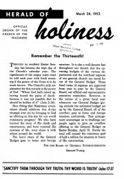 Title Page of Herald of Holiness - March 26, 1952