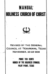 Title Page of the Manual Holiness Church of Christ 1906