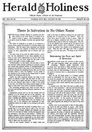 Front page of Herald of Holiness - August 27, 1924