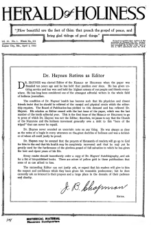 Front page of Herald of Holiness - April 5, 1922