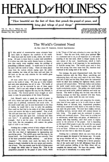 Front page of Herald of Holiness - April 19, 1922