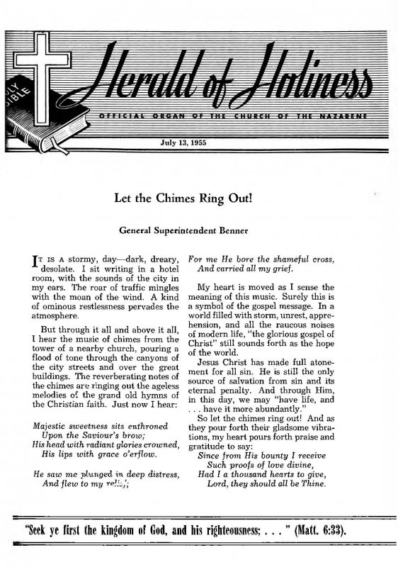 Title Page of Herald of Holiness - July 13, 1955.