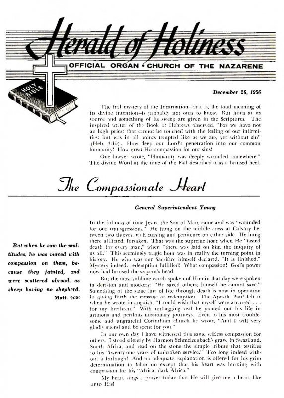 Title Page of Herald of Holiness - December 26, 1956