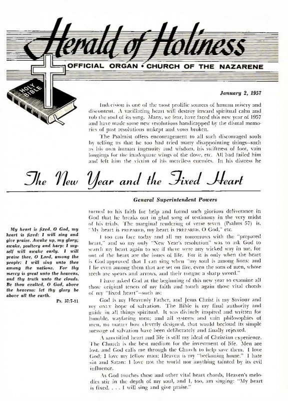 Title Page of Herald of Holiness - January 2, 1957