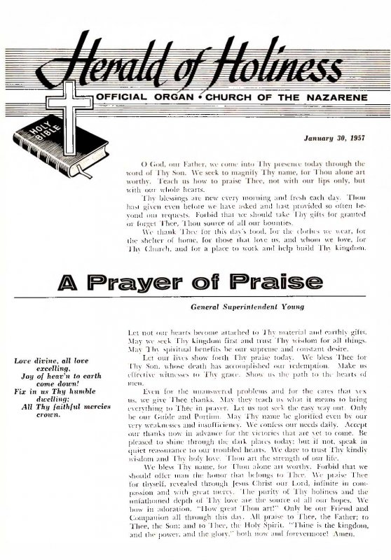 Title Page of Herald of Holiness - January 30, 1957