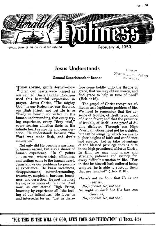 Title Page of Herald of Holiness - February 4, 1953