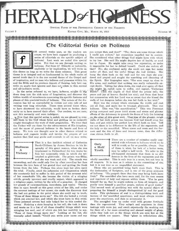 Title Page of Herald of Holiness - March 10, 1915