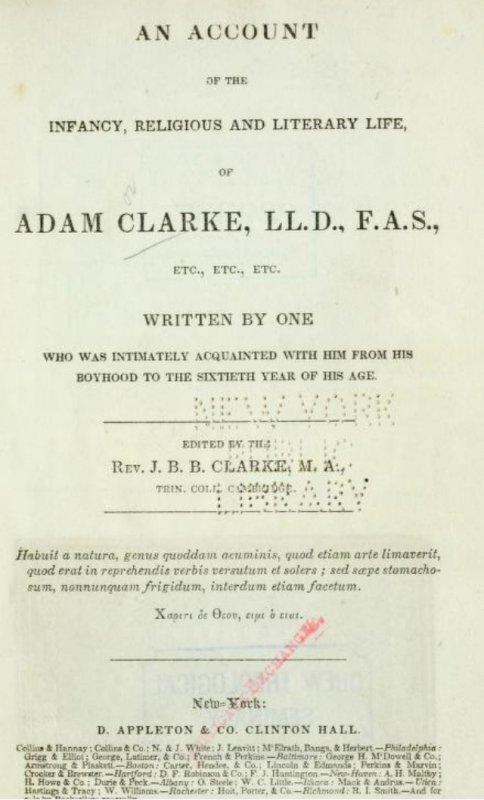 Title Page Image - Account of the Infancy . . . of Adam Clarke