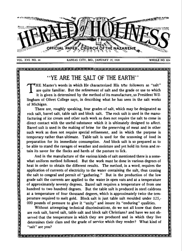 Front page of Herald of Holiness - January 25, 1928