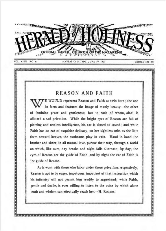 Front page of Herald of Holiness - June 19, 1929