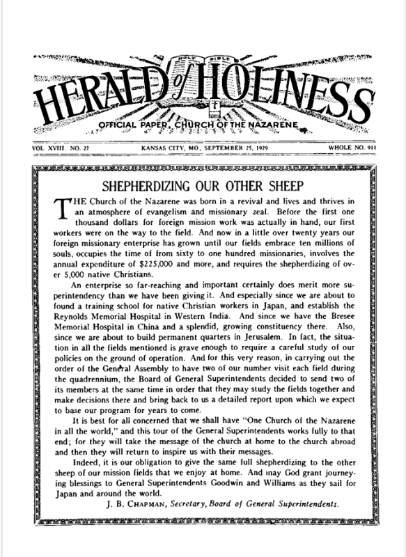 Front page of Herald of Holiness - September 25, 1929