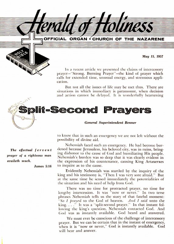 Herald of Holiness - May 15, 1957