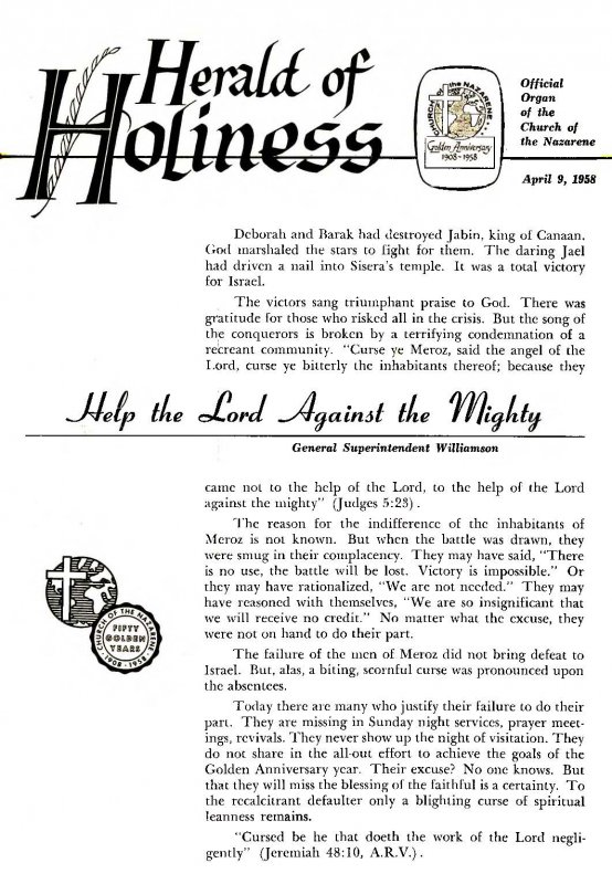 Herald of Holiness - April 9, 1958