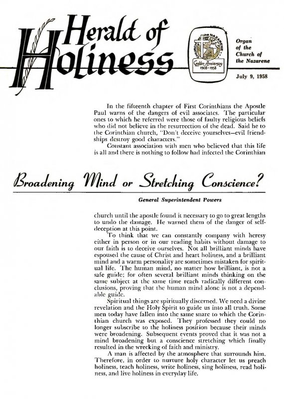 Herald of Holiness - July 9, 1958