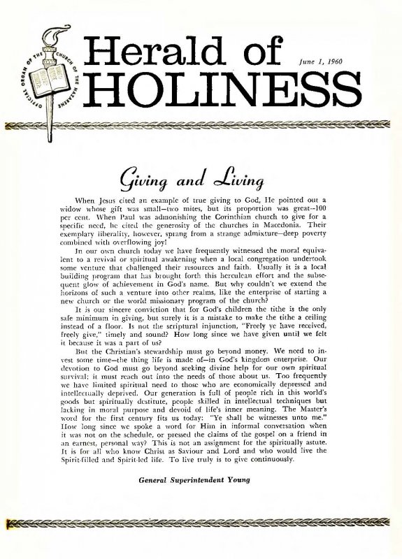 Herald of Holiness - June 1, 1960